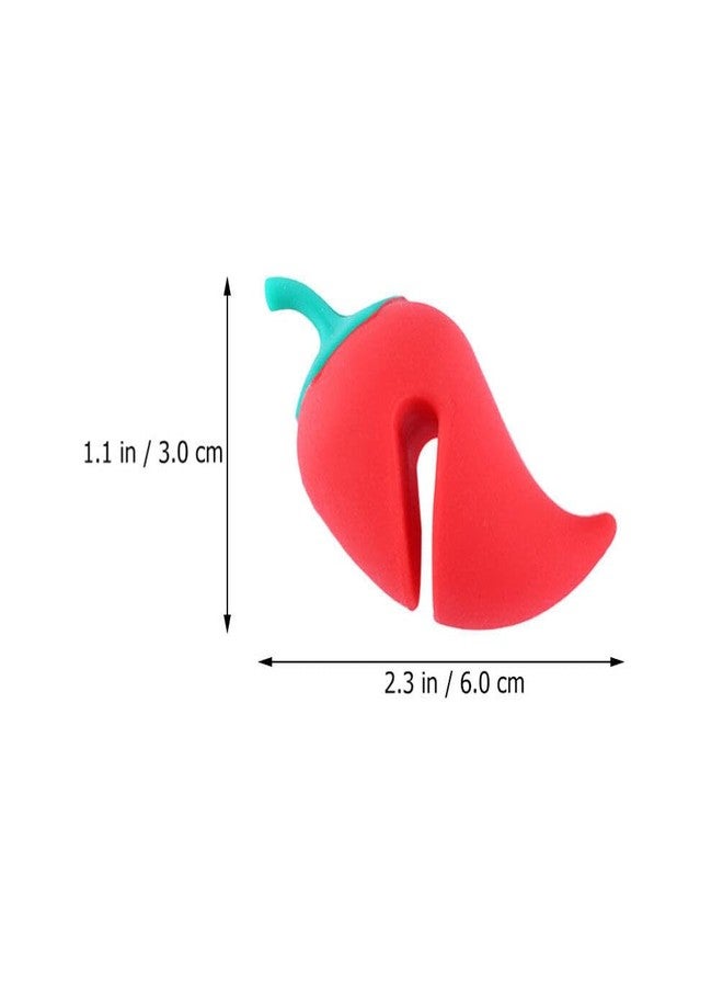 Hemoton Silicone Pot Lid Lifter Steam Release Set of 2 Pepper Shaped Pot Lid Holder for Boil over Control Cover Holder for Stovetop Kettle Soup Kitchen Tool - Image 4