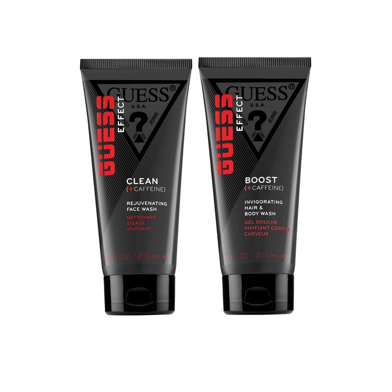 Guess Grooming Effect Clean Face Wash 200ml & Effect Hair & Body Wash 200ml (Pack of 2) - Image 1