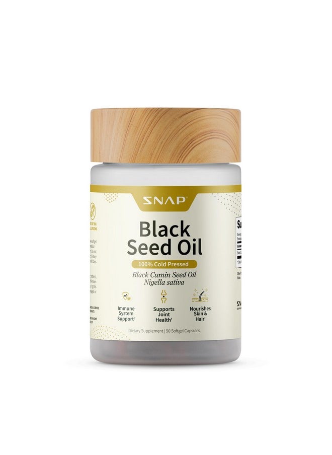 SNAP SUPPLEMENTS Black Seed Oil Capsules 100% Cold Pressed - Immune Support, Detox Aid, Inflammation Relief, Skin, Hair & Joint Health - Organic Black Cumin Seed, High Potency Nigella Sativa (90 Softgel Capsules)  - Image 1