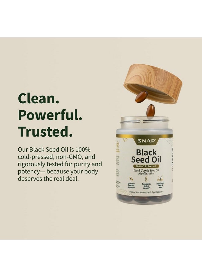 SNAP SUPPLEMENTS Black Seed Oil Capsules 100% Cold Pressed - Immune Support, Detox Aid, Inflammation Relief, Skin, Hair & Joint Health - Organic Black Cumin Seed, High Potency Nigella Sativa (90 Softgel Capsules)  - Image 5