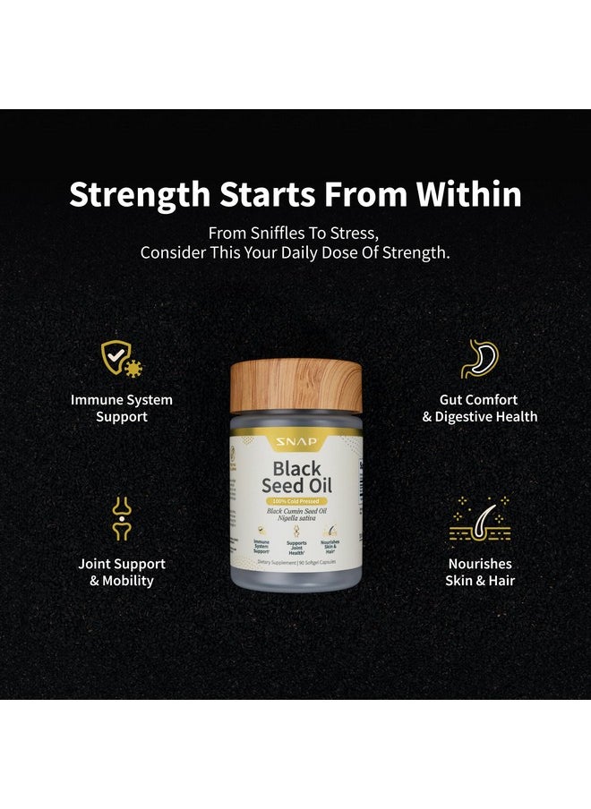 SNAP SUPPLEMENTS Black Seed Oil Capsules 100% Cold Pressed - Immune Support, Detox Aid, Inflammation Relief, Skin, Hair & Joint Health - Organic Black Cumin Seed, High Potency Nigella Sativa (90 Softgel Capsules)  - Image 2