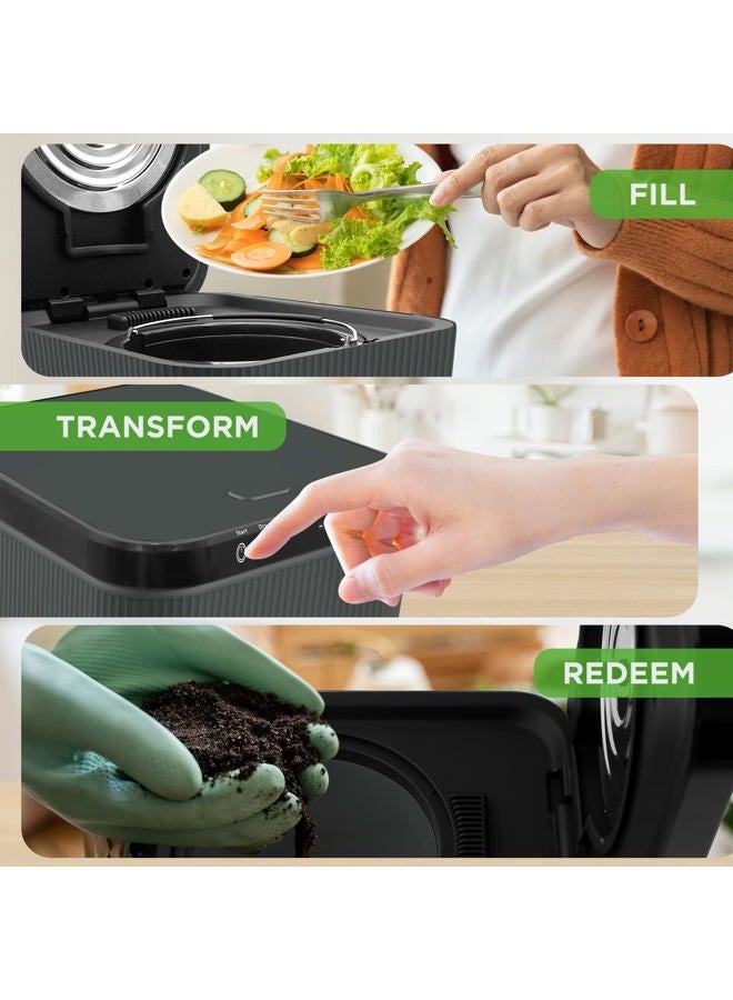NutriChef 3L Electric Kitchen Composter - Compost's Organic Material & Food Scraps | Countertop Automatic Compost Bin | Dry, Crush, & Cooling Functions | Perfect for Kitchens & Apartments | Grey - Image 4