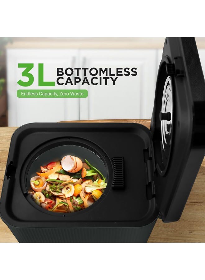 NutriChef 3L Electric Kitchen Composter - Compost's Organic Material & Food Scraps | Countertop Automatic Compost Bin | Dry, Crush, & Cooling Functions | Perfect for Kitchens & Apartments | Grey - Image 5