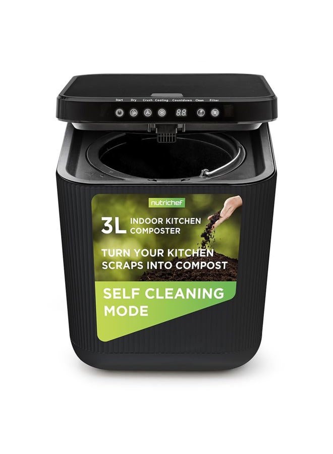 NutriChef 3L Electric Kitchen Composter - Compost's Organic Material & Food Scraps | Countertop Automatic Compost Bin | Dry, Crush, & Cooling Functions | Perfect for Kitchens & Apartments | Grey - Image 1