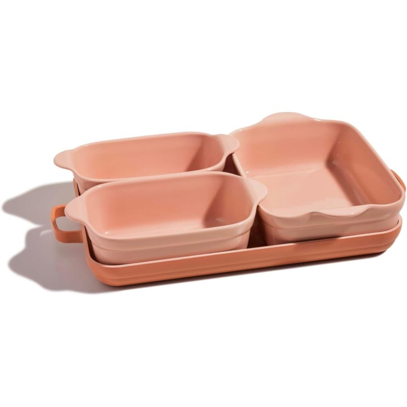 Our Place Bakeware Set  5Piece Nonstick ToxinFree Ceramic Cast Aluminum Set with Oven Pan Bakers  Oven Mat  SpaceSaving Nesting Design  OvenSafe  Bake Roast Griddle and more  Spice