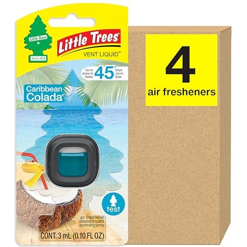 LITTLE TREES Caribbean Colada Car Air Freshener, 4 Vent Liquid Providing Long-Lasting Scent for Auto or Home, Compact Design, Fully Adjustable, Concentrated Fragrance Oil, 45 Days - Image 1