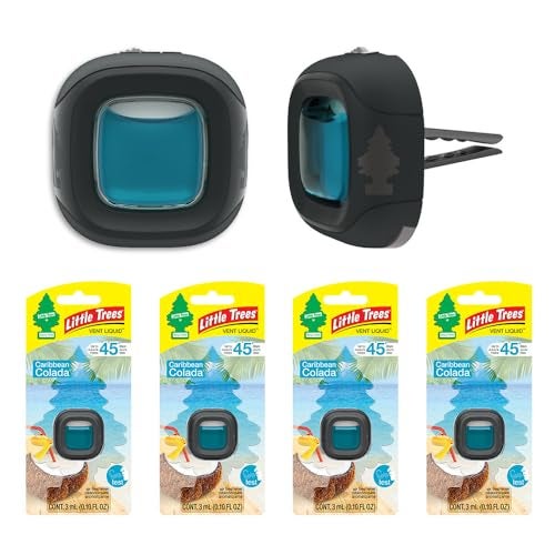LITTLE TREES Caribbean Colada Car Air Freshener, 4 Vent Liquid Providing Long-Lasting Scent for Auto or Home, Compact Design, Fully Adjustable, Concentrated Fragrance Oil, 45 Days - Image 2