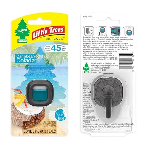 LITTLE TREES Caribbean Colada Car Air Freshener, 4 Vent Liquid Providing Long-Lasting Scent for Auto or Home, Compact Design, Fully Adjustable, Concentrated Fragrance Oil, 45 Days - Image 3