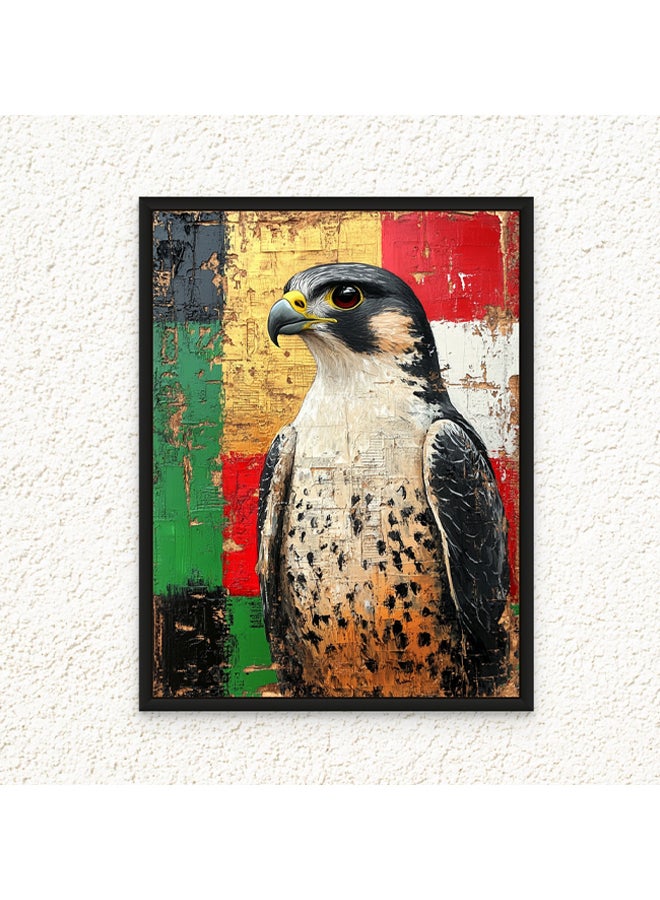 Art Decor Art Decor Framed Canvas Wall Art of Falcon UAE Flag Colors UAE National Bird Painting Print Wall Decor for Office Living Room Gifting - Image 1