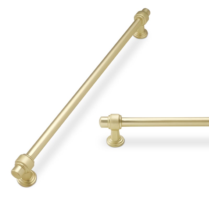 POVEFONK 6 Pack 1235 inch320mm Brushed Brass Kitchen Cabinet Handles Cabinet Pulls Gold Drawer Pulls Kitchen Cabinet Hardware Handles Drawer Pulls Dresser Handles - Image 2
