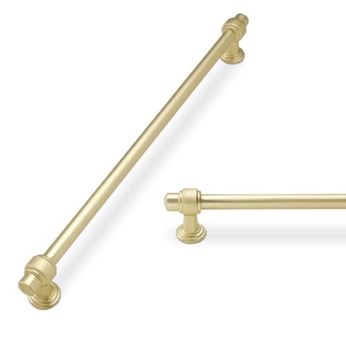POVEFONK 6 Pack 1235 inch320mm Brushed Brass Kitchen Cabinet Handles Cabinet Pulls Gold Drawer Pulls Kitchen Cabinet Hardware Handles Drawer Pulls Dresser Handles - Image 1