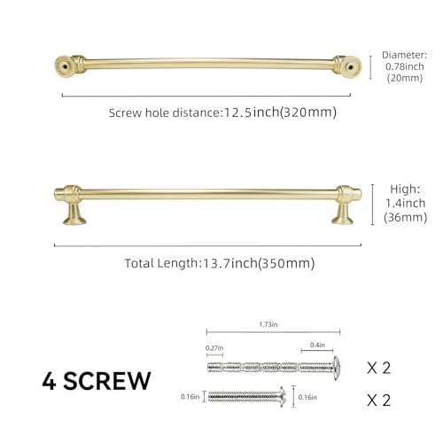 POVEFONK 6 Pack 1235 inch320mm Brushed Brass Kitchen Cabinet Handles Cabinet Pulls Gold Drawer Pulls Kitchen Cabinet Hardware Handles Drawer Pulls Dresser Handles - Image 3