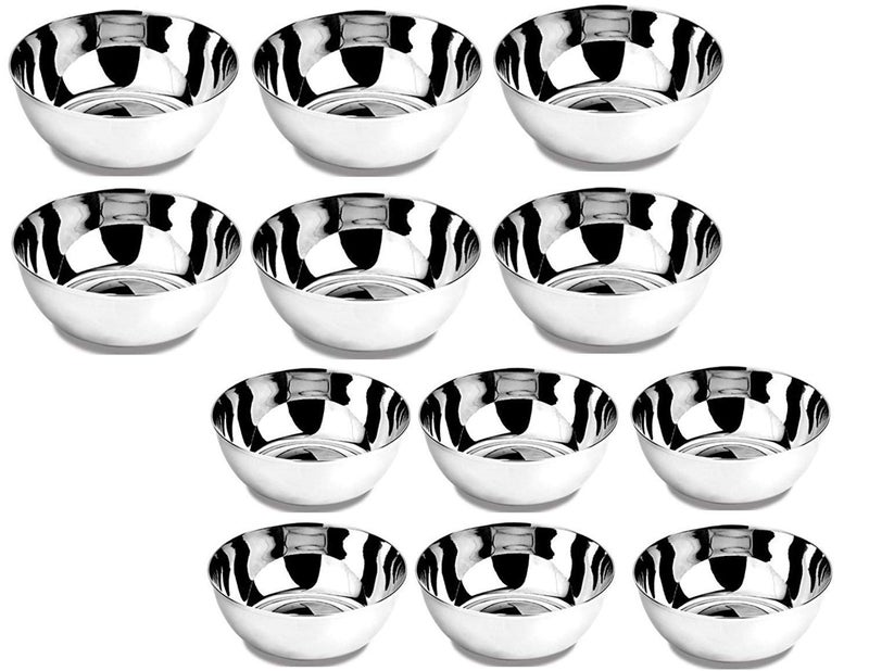 liolis Stainless Steel Serving Veg Bowl Katori Set of 12 - Image 1