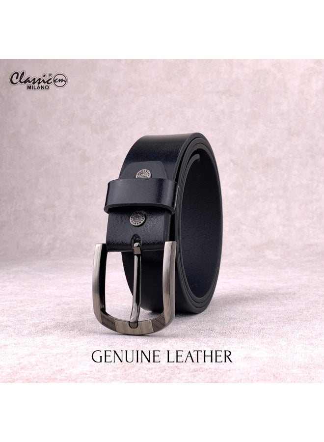 Classic Milano Genuine Leather Belt for Men - Semi-Casual & Formal Wear Belt, Casual & Formal Outfits, and Gifts - Black, Brown & Tan Men’s Belt - Image 3