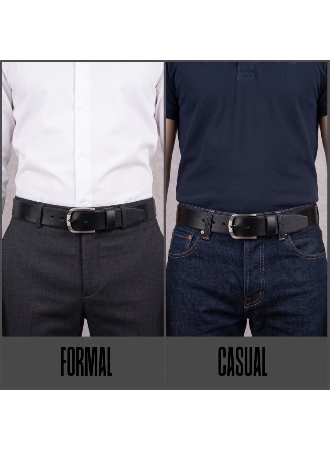 Classic Milano Genuine Leather Belt for Men - Semi-Casual & Formal Wear Belt, Casual & Formal Outfits, and Gifts - Black, Brown & Tan Men’s Belt - Image 2