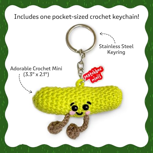 Gouda Games Crochet Dill Keychain – Handmade Crochet Toy & Pocket-Sized Collectible Accessory, Gift for Kids, Teens & Adults, Emotional Support Mini (3.3" x 2.1") - Image 2