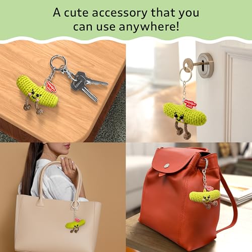 Gouda Games Crochet Dill Keychain – Handmade Crochet Toy & Pocket-Sized Collectible Accessory, Gift for Kids, Teens & Adults, Emotional Support Mini (3.3" x 2.1") - Image 4