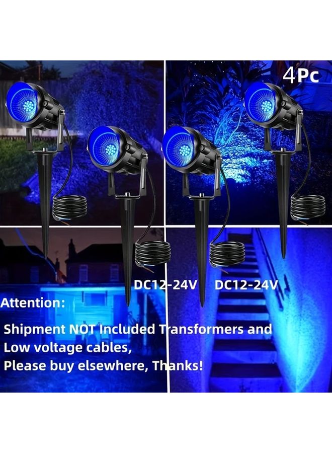 4 قطع أضواء المناظر الطبيعية الزرقاء منخفضة الجهد في الهواء الطلق 6 واط DC12 24V مقاومة للماء IP66 - Image 1