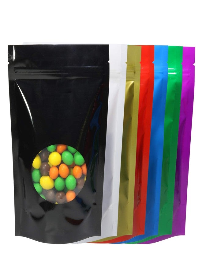 100 Double-Sided Matte/Glossy Color with Clear Round Window Stand-Up Pouch (5.5" x 7.9", Glossy Mixed)