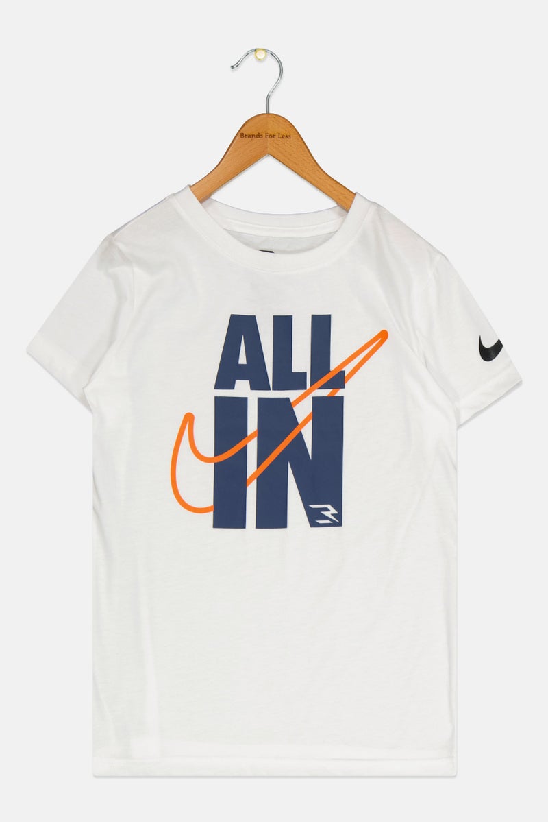 Nike 3Brand by Russell Wilson Kids Boy Sportswear Fit Short Sleeves Outdoor T-Shirt, White - Image 1