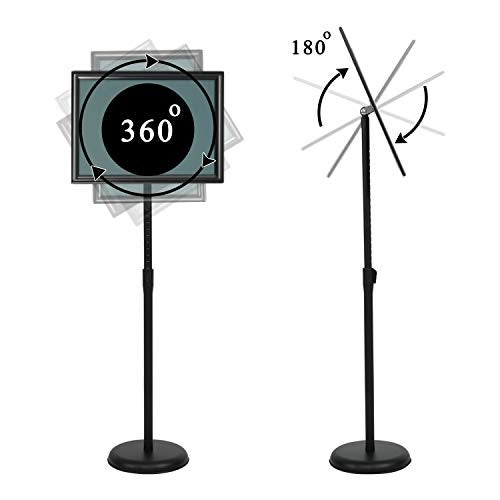 VAIIGO 11 x 17 Inch Adjustable Pedestal Sign Holder Poster Stand, Heavy Duty Floor Standing Sign Holder Stand Aluminum Snap Open Display Frame for Vertical and Horizontal View Sign Displayed(Black) - Image 2