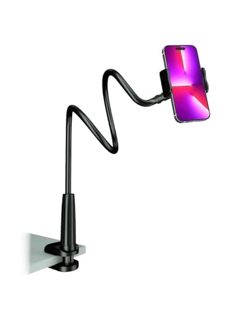 Phone Holder for Bed, Flexible Lazy Arm Cell Phone Holder 360 Adjustable Clamp Bracket Mount Desk for iPhone 15 Pro Max Plus 14 13 Pro Max Mini 11 Pro Xs XR X 8 Samsung S23 S22 Phones (Black)