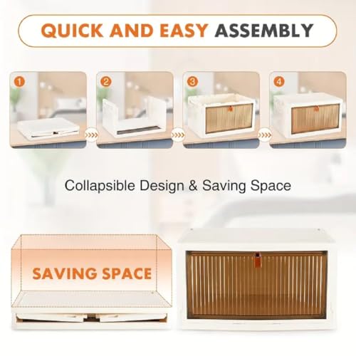 SNKR ESSENTIALS Multipurpose Stackable Plastic Cupboard Drawer for Clothes Storage, Almirah for Clothes, Foldable Wardrobe Cabinet Organizer for Office, Kitchen, Bathroom (White, 3 Door) - Image 4