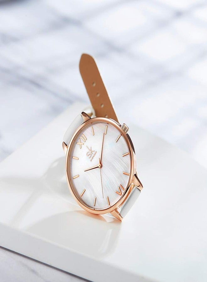 SHENGKE Simplicity Creative Women Watch Genuine Leather Elegant Women Watches Ladies Business Wristwatch (K0056-Rosegold-Mesh Band) - Image 4
