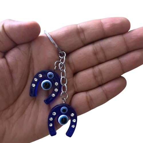 GJ Premium Turkish Evil Eye Keychain - Blue & Silver | Gender-Inclusive Design, Metal, Ideal Gift (Naal, Naal) - Image 3
