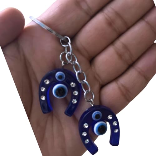 GJ Premium Turkish Evil Eye Keychain - Blue & Silver | Gender-Inclusive Design, Metal, Ideal Gift (Naal, Naal) - Image 2