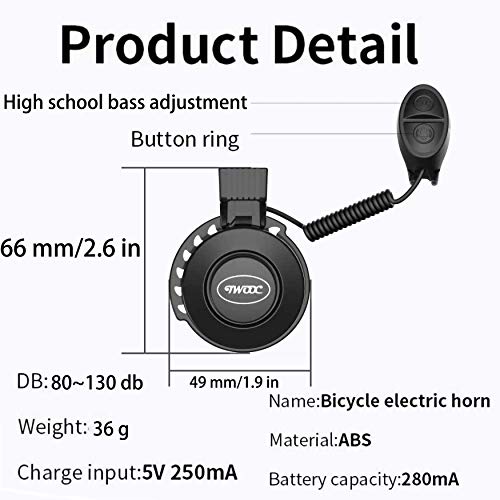 KEWAYO 100dB Electric Bike Horn - Rechargeable Waterproof Bicycle Bell 4 Sounds - Image 2
