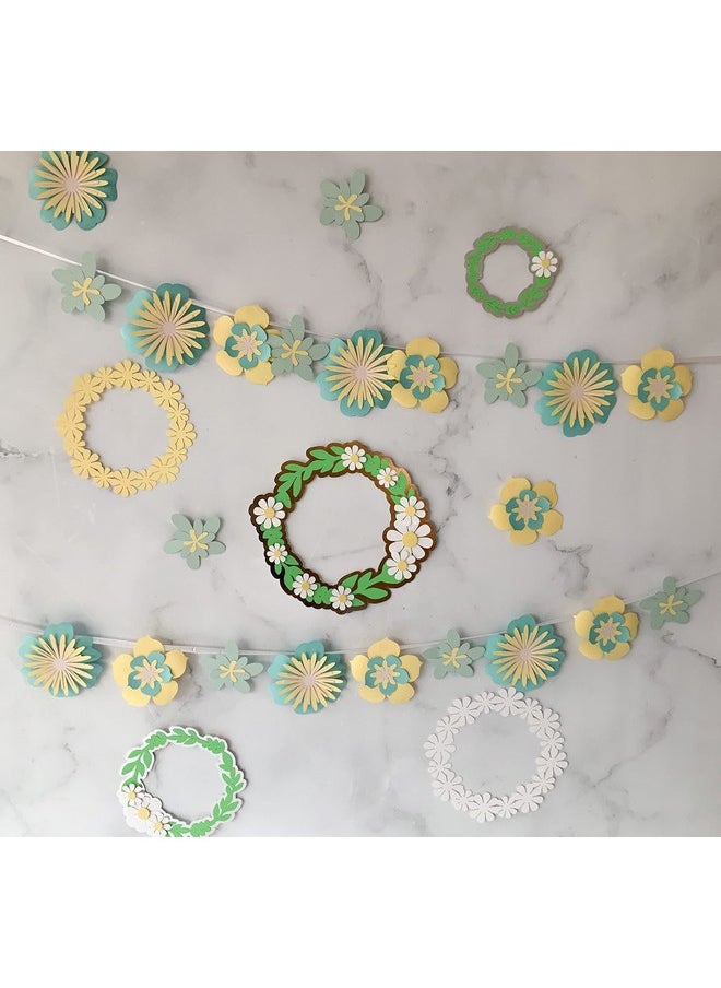 Pinfliers Pinfliers Summer,Flower Theme Birthday Decoration|Bunting Paper Decoration Items for Birthday,Baby Shower|Pongal,Lohri,Makar Sankranti Decoration Items|18 Pastel Paper Flowers for Decoration|60"Length  - Image 4