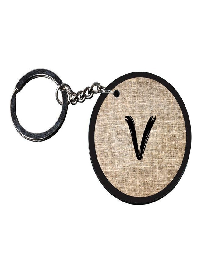 Anuman007 | Alphabet V keychain | p keychain Printed Wooden Keychains | Circle Shape Set of 2 keyrings 2x2 inch - Image 3