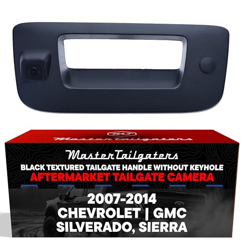 Master Tailgaters Black Tailgate Handle with Backup Camera Replacement for Chevrolet Silverado/GMC Sierra (2007-2014) + Key Hole Plug | IP68 Waterproof | Parking Grid Lines Available | Easy Install - Image 1