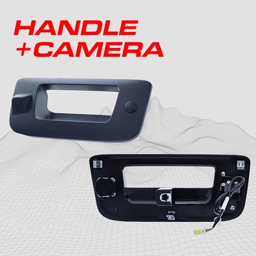 Master Tailgaters Black Tailgate Handle with Backup Camera Replacement for Chevrolet Silverado/GMC Sierra (2007-2014) + Key Hole Plug | IP68 Waterproof | Parking Grid Lines Available | Easy Install - Image 2
