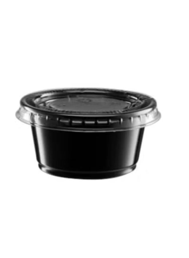 Plastic Disposable Portion Cup Containers with Lid Sauce Jello Shot Soufflé Sampling Cups Black - Image 3