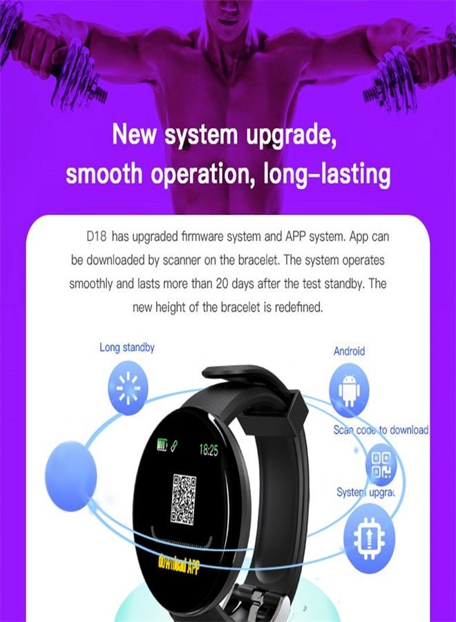 D18 Heart Rate Pressure Smartwatch Color Screen Fitness Tracker Smart Watch IP65 Waterproof Bracelet Electronicheart - Image 2