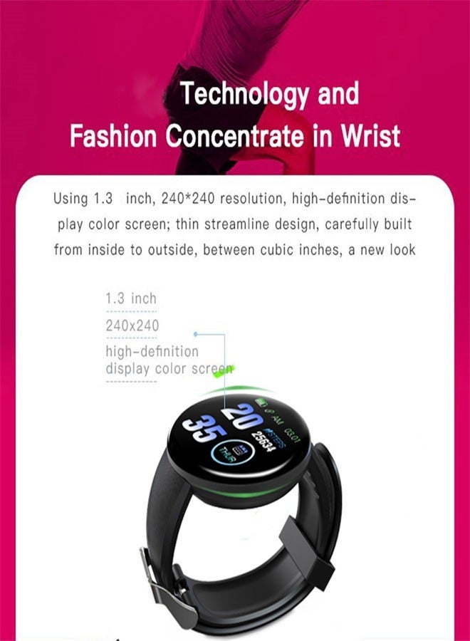 D18 Heart Rate Pressure Smartwatch Color Screen Fitness Tracker Smart Watch IP65 Waterproof Bracelet Electronicheart - Image 5