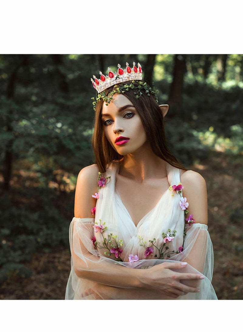 SYOSI تاج الملوك 2 حزمة تيجان ملكية وتاج أميرة ملحقات الأزياء مع كريستال الياقوت الأحمر لحفلات الزفاف، حفلات التخرج، حفلات عيد الميلاد، هدايا الكوسبلاي - Image 3