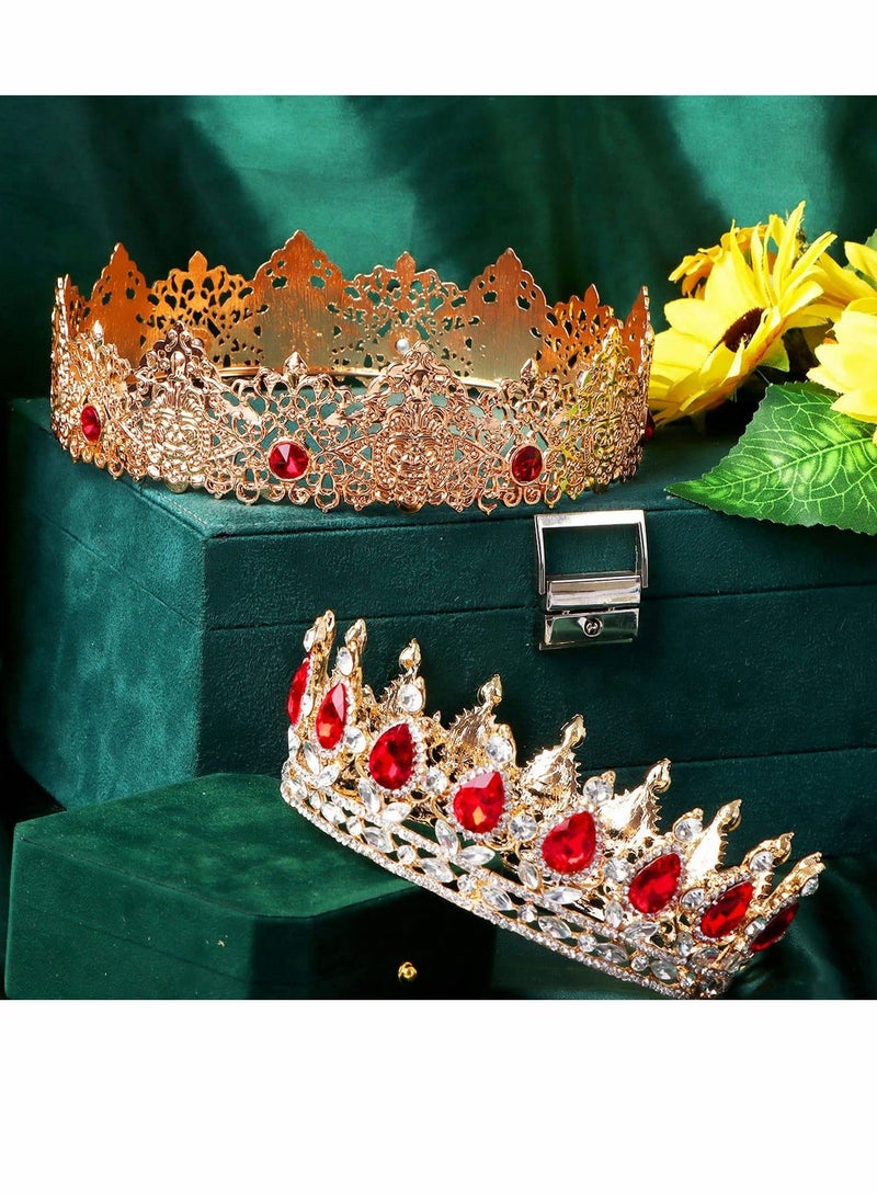 SYOSI تاج الملوك 2 حزمة تيجان ملكية وتاج أميرة ملحقات الأزياء مع كريستال الياقوت الأحمر لحفلات الزفاف، حفلات التخرج، حفلات عيد الميلاد، هدايا الكوسبلاي - Image 5