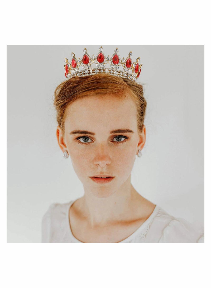 SYOSI تاج الملوك 2 حزمة تيجان ملكية وتاج أميرة ملحقات الأزياء مع كريستال الياقوت الأحمر لحفلات الزفاف، حفلات التخرج، حفلات عيد الميلاد، هدايا الكوسبلاي - Image 4