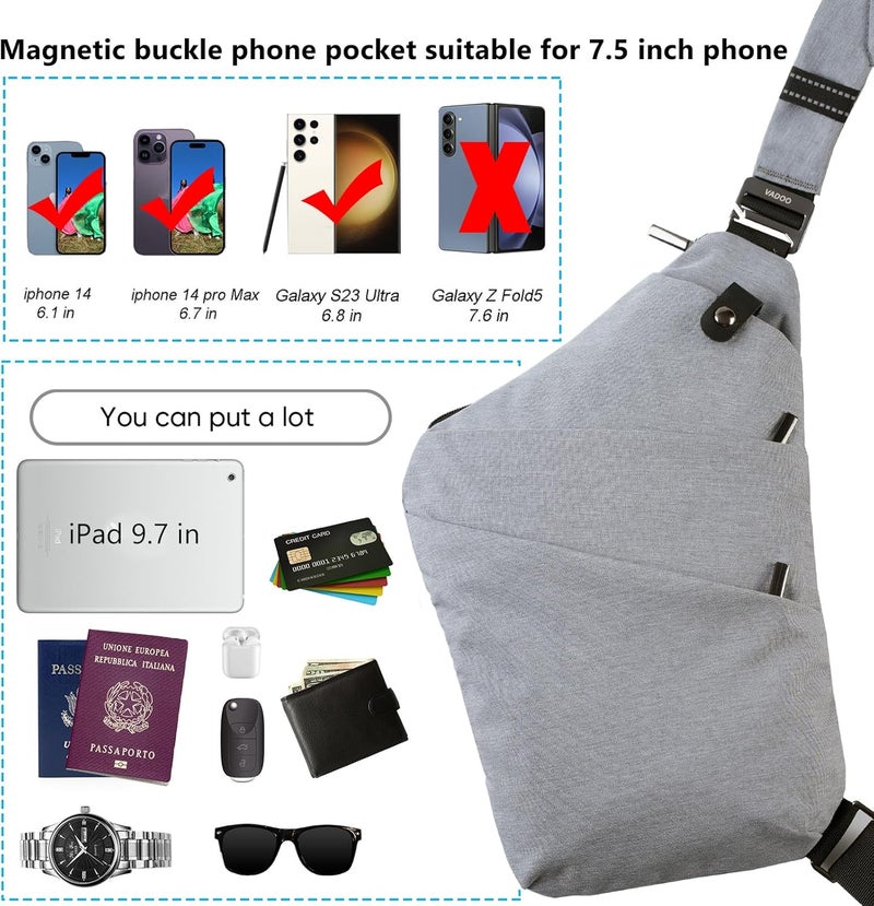 VADOO Sling Bag - Anti-theft Crossbody Shoulder Bag for Men and Women - Image 4