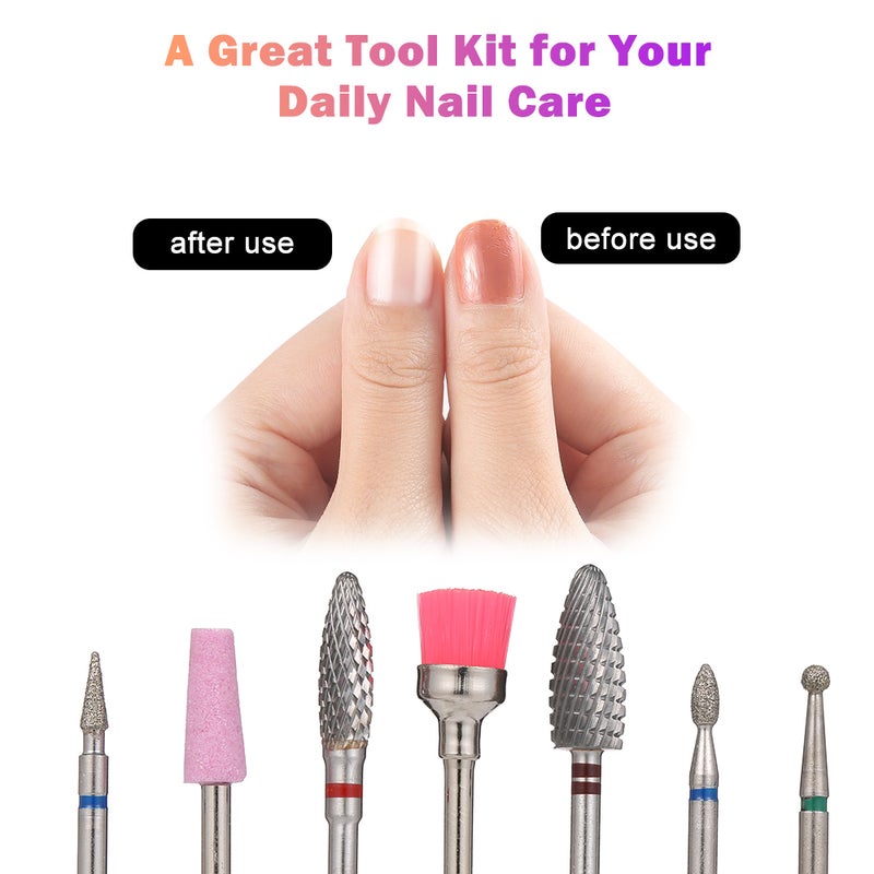 7pcs Nail Drill Bits Set for Pedicure & Manicure Replacement Drill Bits Heads Electric Nail Drill Machine Accessories - Image 2