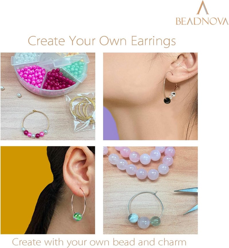 BEADNOVA 925 Sterling Silver Hoop Ear Wires Hoop Earrings Wires Earwires for Jewelry Making Earrings Making DIY 2pcs 30mm - Image 4