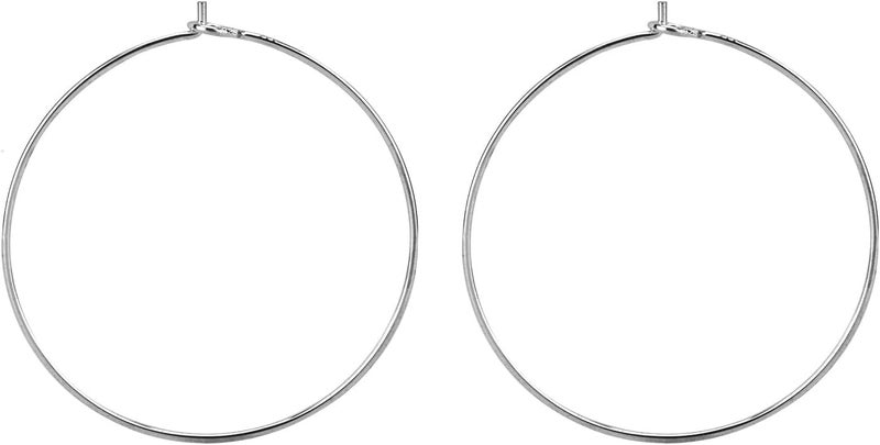 BEADNOVA 925 Sterling Silver Hoop Ear Wires Hoop Earrings Wires Earwires for Jewelry Making Earrings Making DIY 2pcs 30mm - Image 1