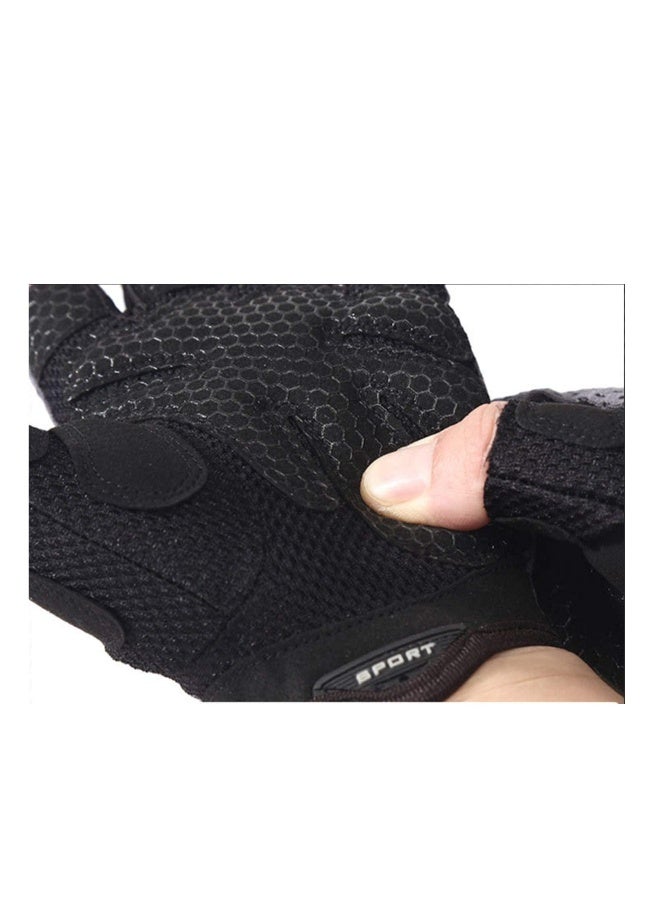 Generic Anti Slip Shock Absorbing Padded Breathable Half Finger Short Sports Cycling Gloves for Men Women - Image 2