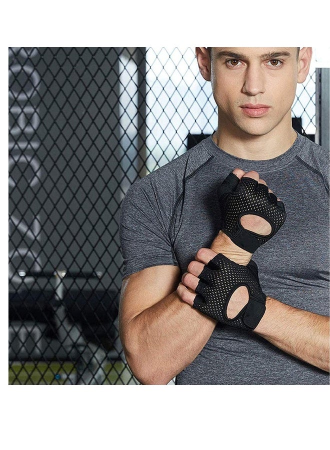 Generic Anti Slip Shock Absorbing Padded Breathable Half Finger Short Sports Cycling Gloves for Men Women - Image 3