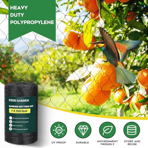FEED GARDEN Deer Fence Netting Garden Netting Bird Netting 7x100ft UVProtected Garden Fence for Plant with 34 Fine Mesh Includes 10 Stakes 50 Zip Ties for Easy Installation - Image 3