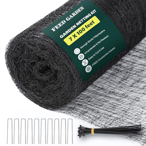 FEED GARDEN Deer Fence Netting Garden Netting Bird Netting 7x100ft UVProtected Garden Fence for Plant with 34 Fine Mesh Includes 10 Stakes 50 Zip Ties for Easy Installation - Image 1