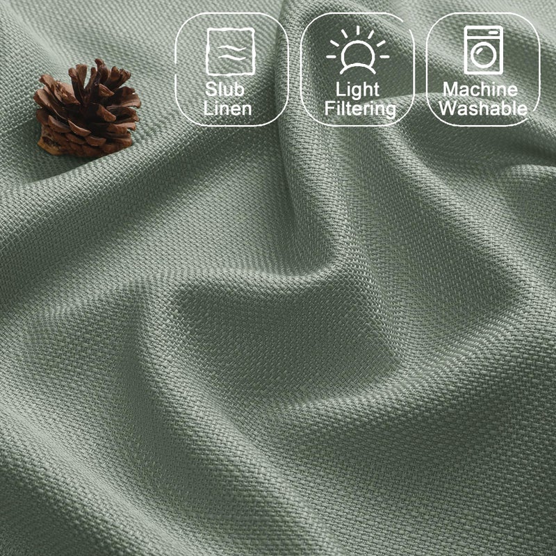 Chyhomenyc Sage Green Curtains 72 Inch Length 2 Panels Set  Faux Linen Textured Semi Sheer Light Filtering Soft Airy Privacy Farmhouse Curtain Drapes for Living Room Bedroom  40 Wx72 L Inches - Image 2
